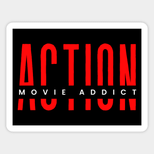 Action movie addict red and white typography design Magnet